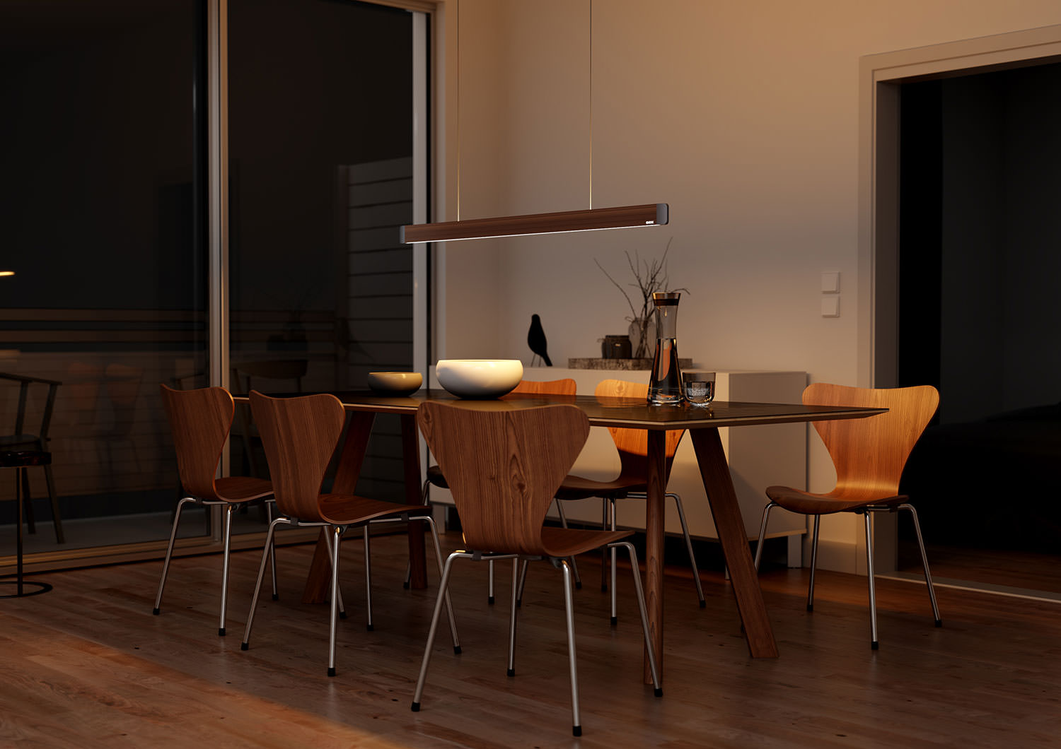 Pendelleuchte ONYXX-LINEA am Abend