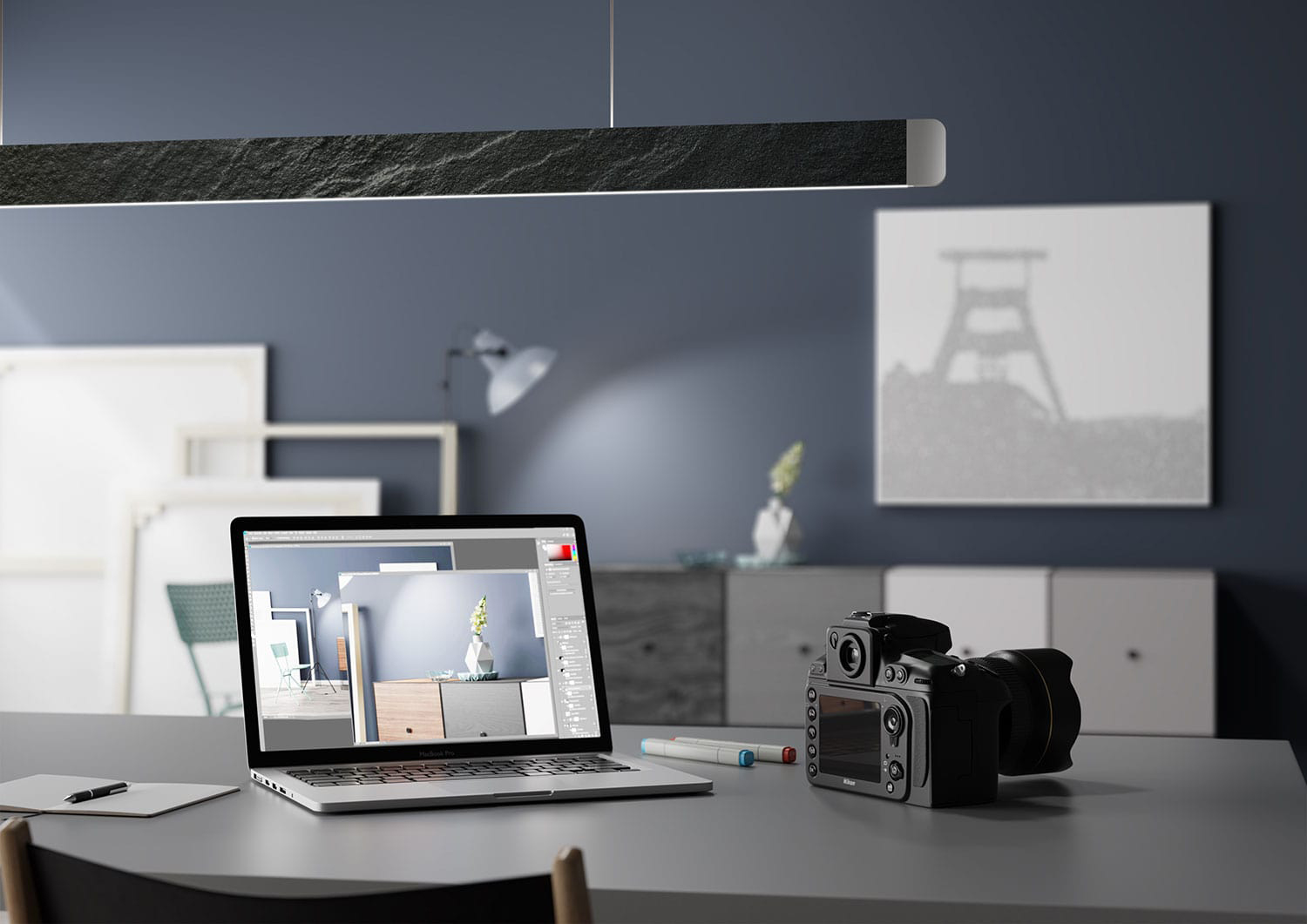 Pendelleuchte ONYXX-LINEA-PRO am Arbeitsplatz