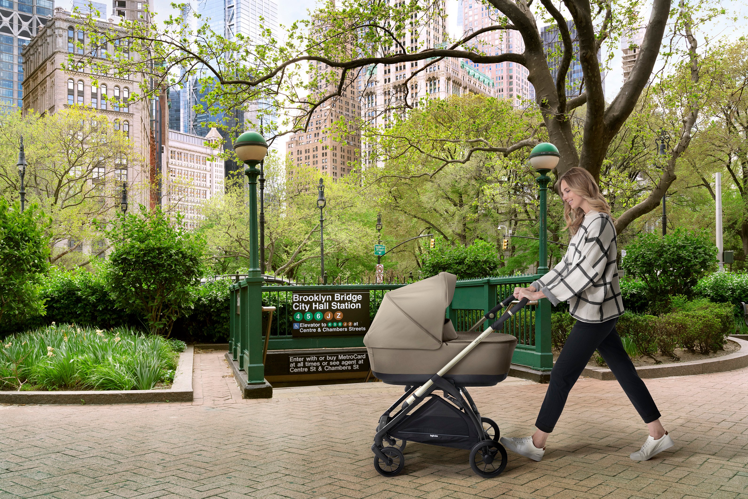 a person pushing a stroller