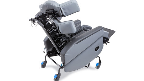 padded adjustable chair on wheels
