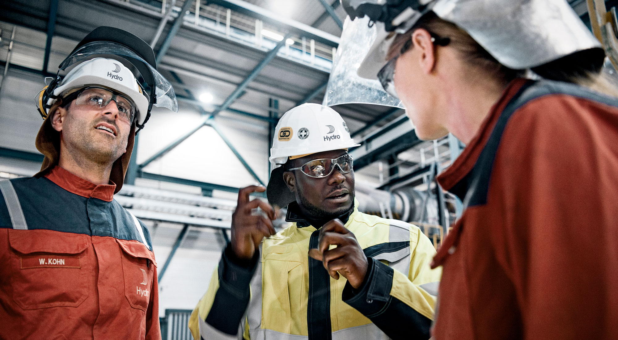 Workers discussing safety