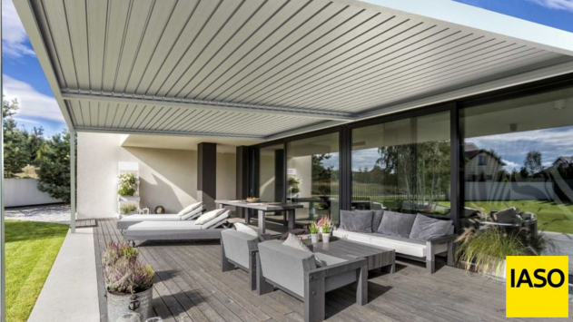 a house with a covered patio