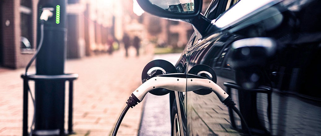 Electric Vehicle in Park Street Charging station Electric Vehicle in Park Street Charging station