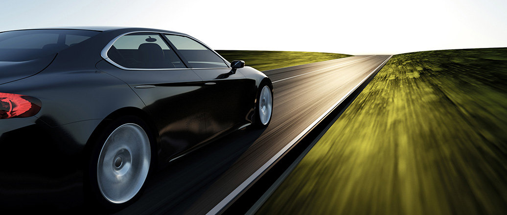 Car driving on a sunset road Car driving on a sunset road