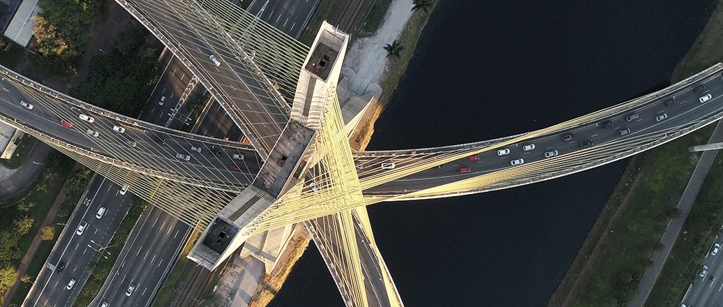 aerial view of estaiada bridge in sao paulo, brazil