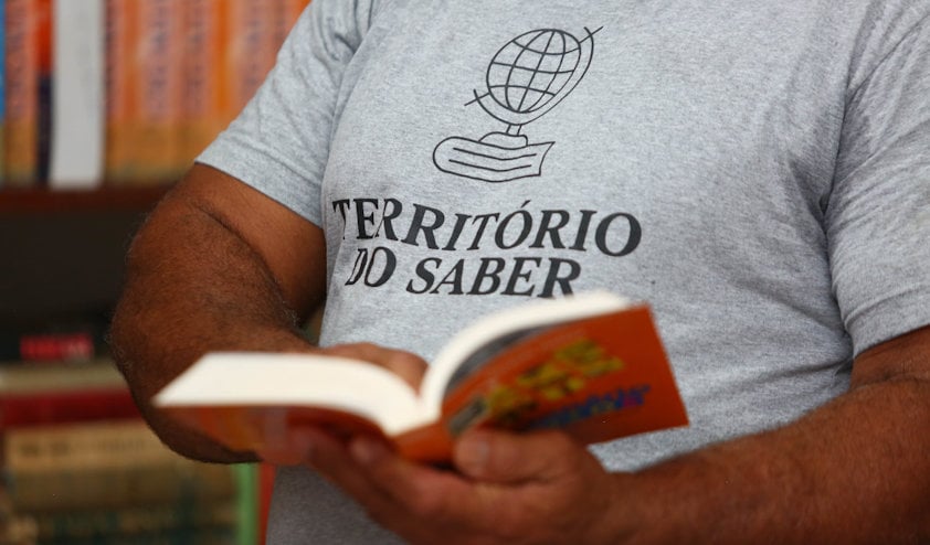 a person holding a book