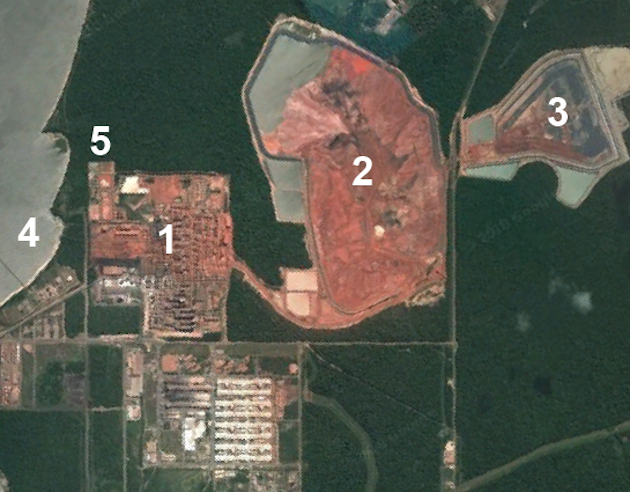 Satellite imagery of Alunorte refinery. Satellite imagery of Alunorte refinery.