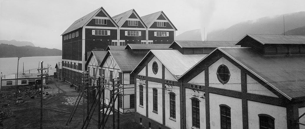 Flere fabrikkbyg på Notodden, 1907