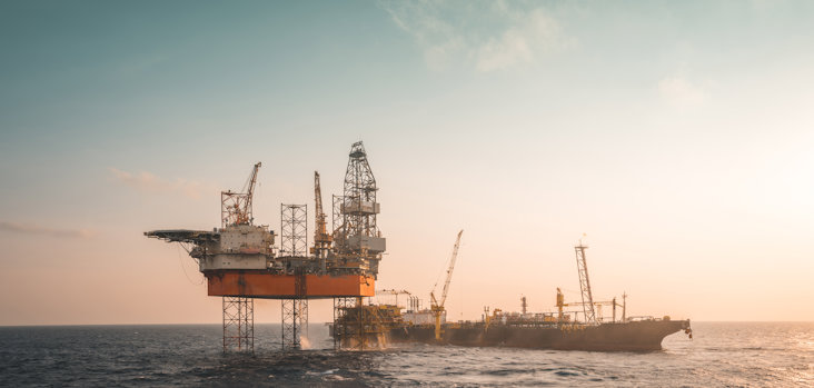 An offshore rig and supply ship An offshore rig and supply ship