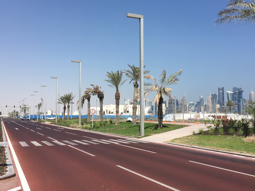 road with light poles