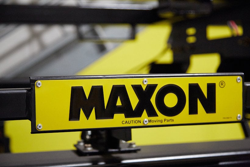 maxon sign; "caution, moving parts"